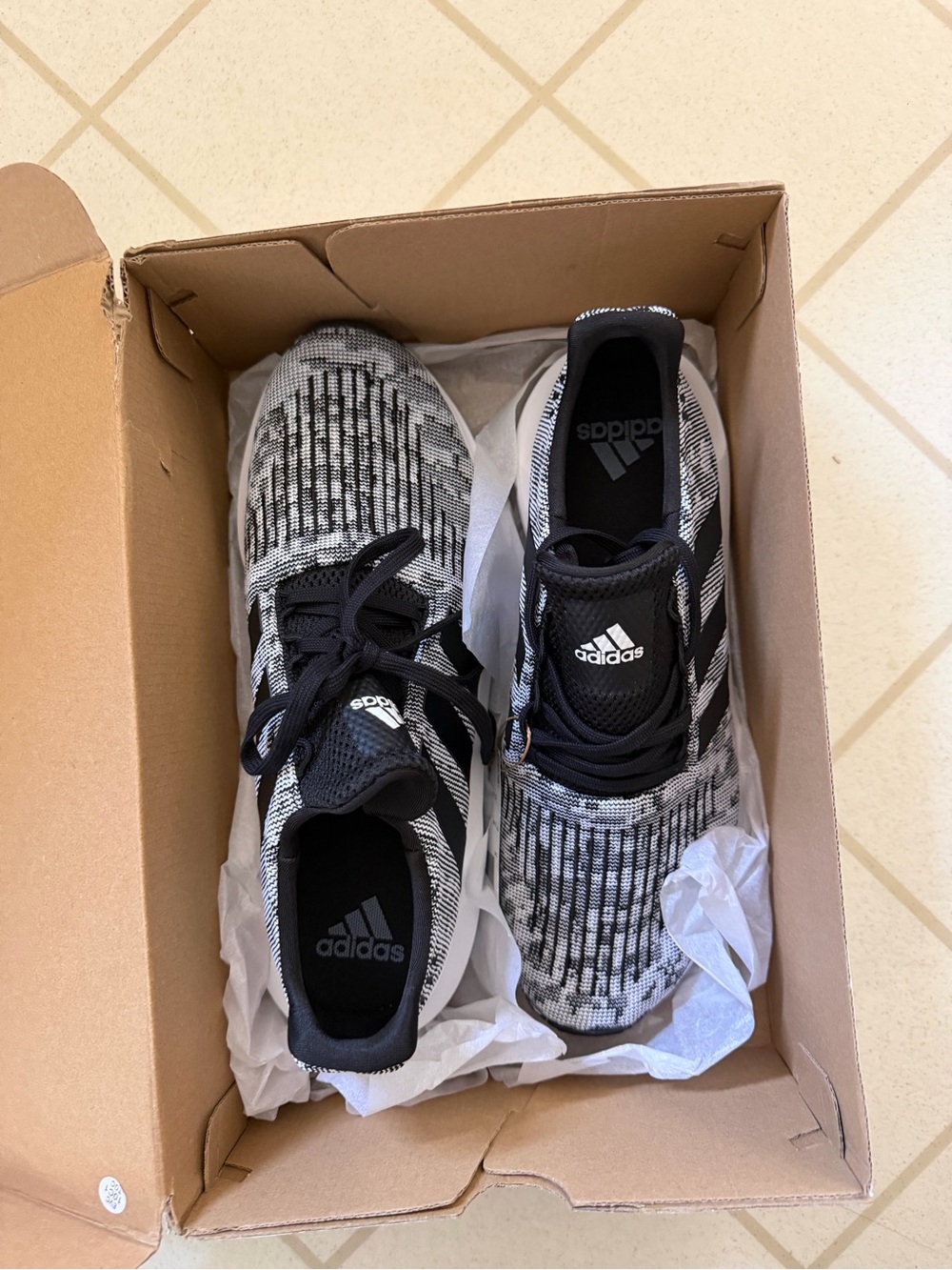 adidas Black and White Knit Athletic Sneakers